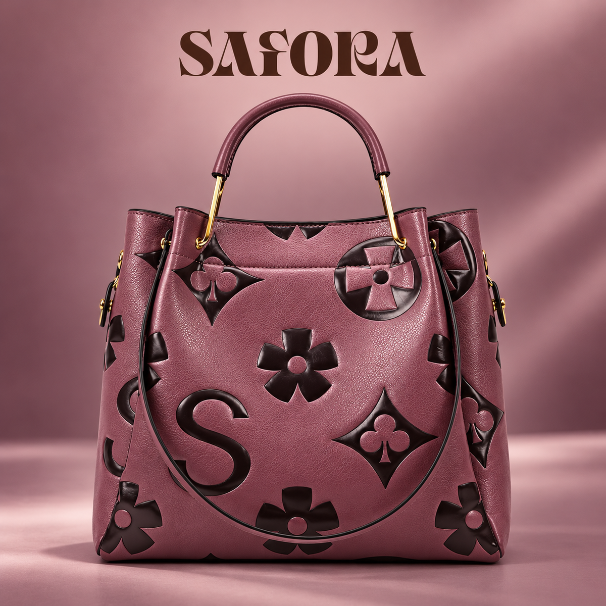 Signature Floral Monogram Luxury Structured Tote Handbag
