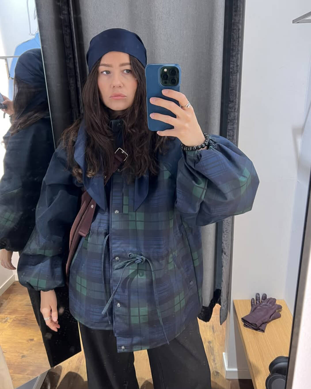 Emma Oversized Plaid Lace-Up Jacket