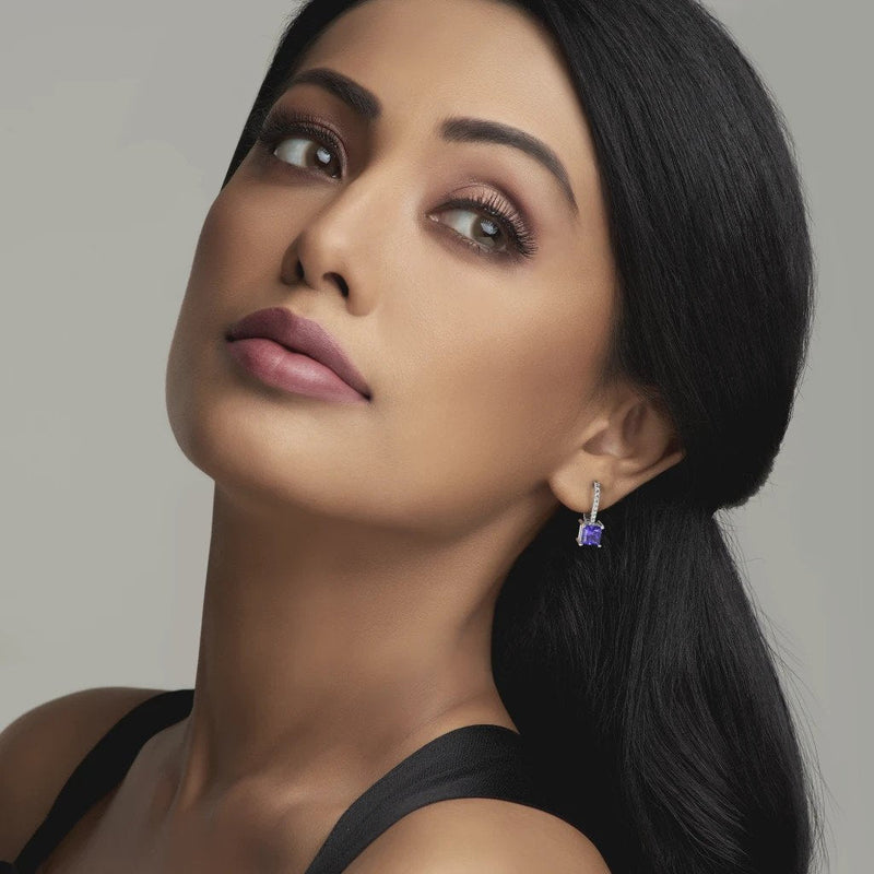 Amethyst Elegance Hoop Earrings detail view