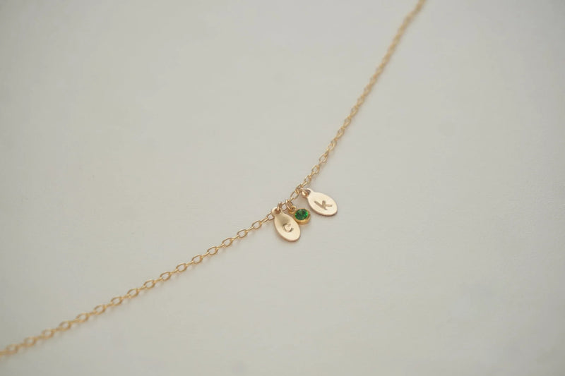Initial Mini Oval Tag Birthstone detail view