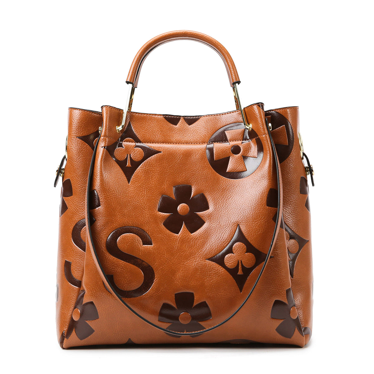 Signature Floral Monogram Luxury Structured Tote Handbag