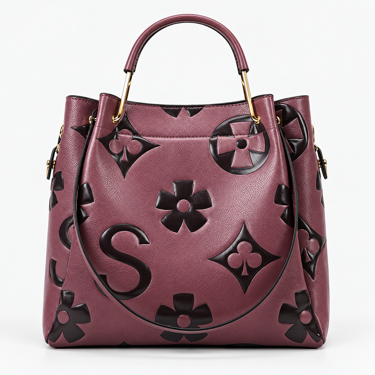 Signature Floral Monogram Luxury Structured Tote Handbag