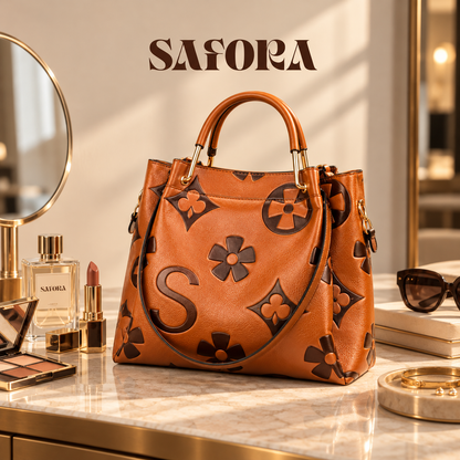 Signature Floral Monogram Luxury Structured Tote Handbag