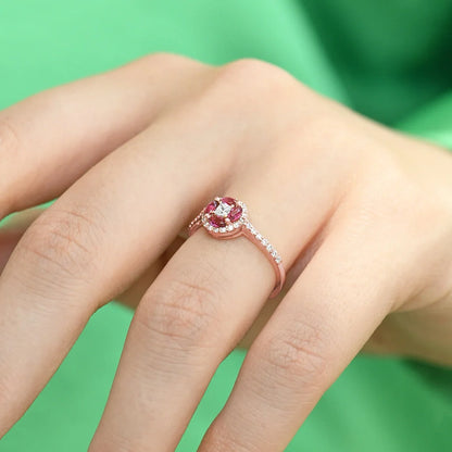 Gold Ruby Flower Petals Ring | 925 SILVER