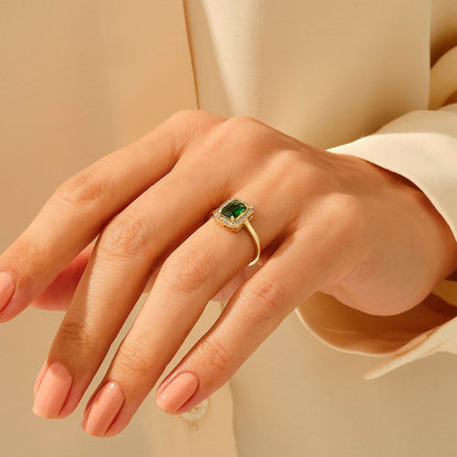 Square Emerald Ring - 925 SILVER