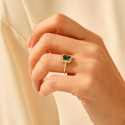 Square Emerald Ring - 925 SILVER