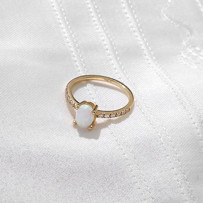 Oval Opal Solitaire Ring | 925 SILVER