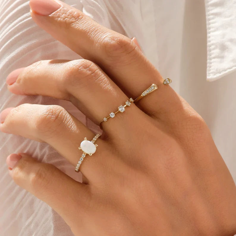 Oval Opal Solitaire Ring | 925 SILVER