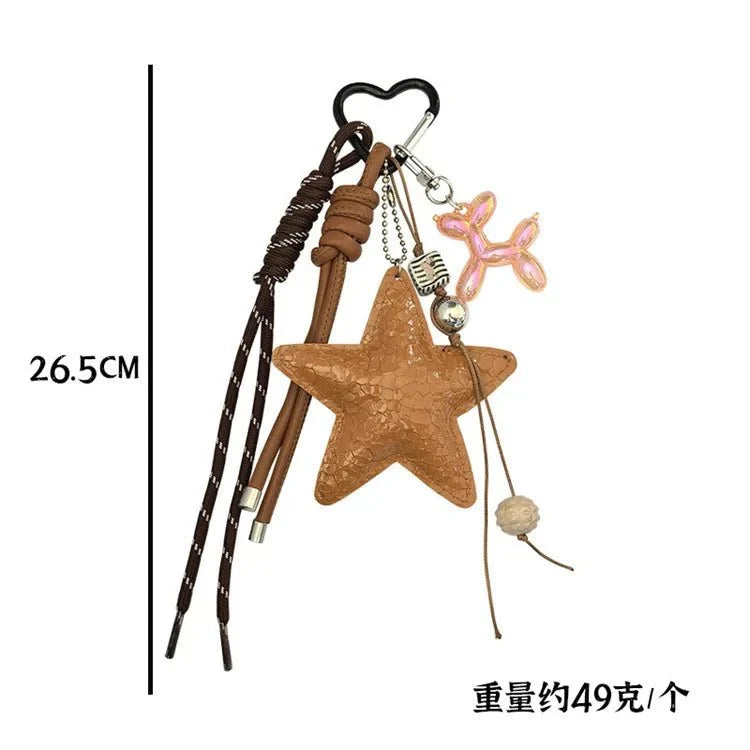 Vegan Leather Star Keychain Pendant