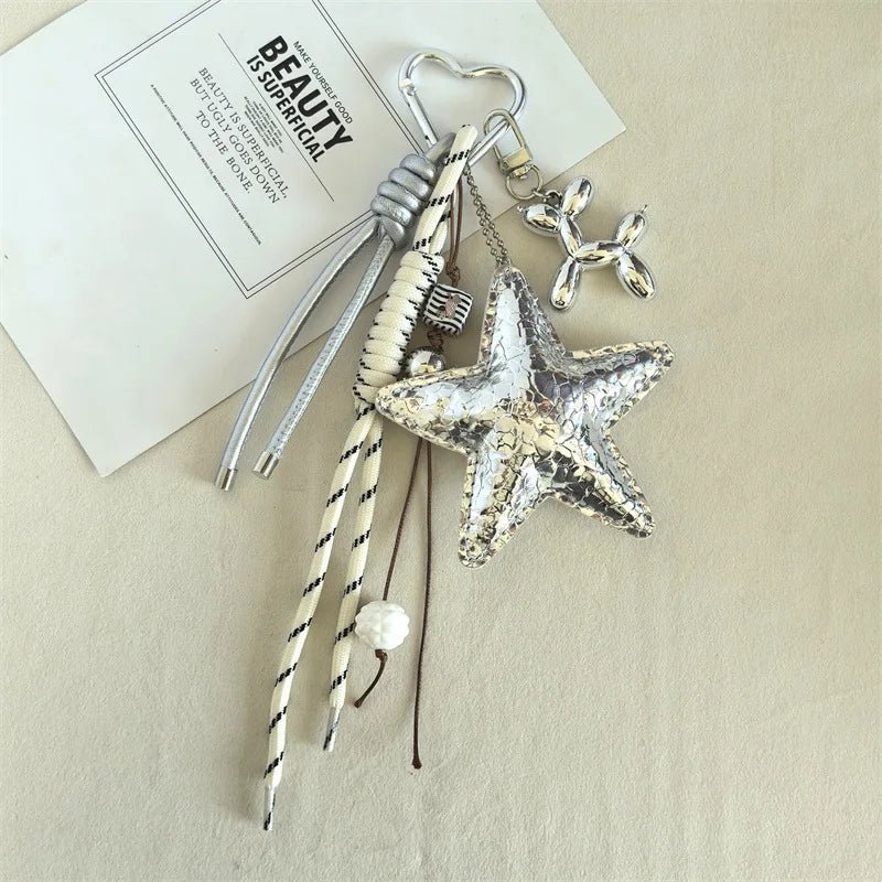 Vegan Leather Star Keychain Pendant