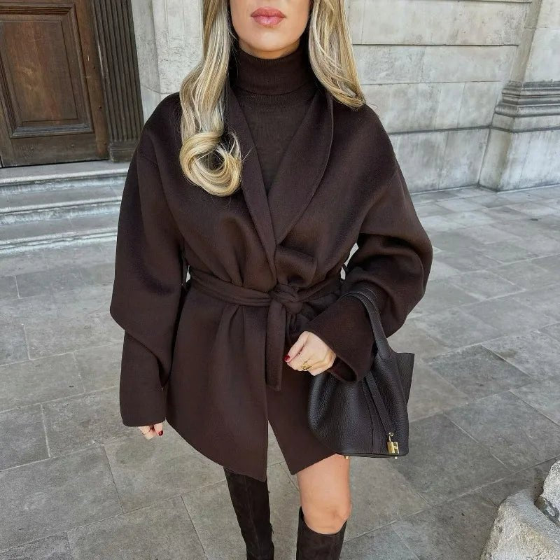 Monica Belted Oversized Wrap Coat detail view