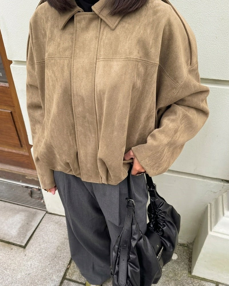 Ellie Faux Suede Oversized Zip Jacket detail view