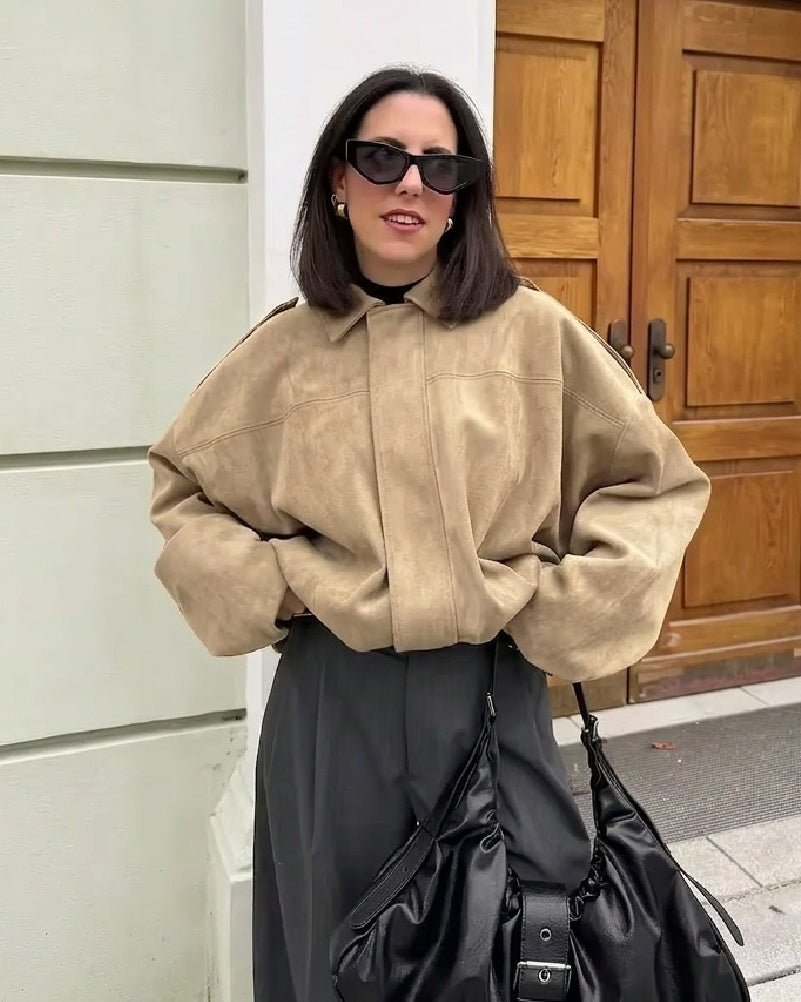 Ellie Faux Suede Oversized Zip Jacket