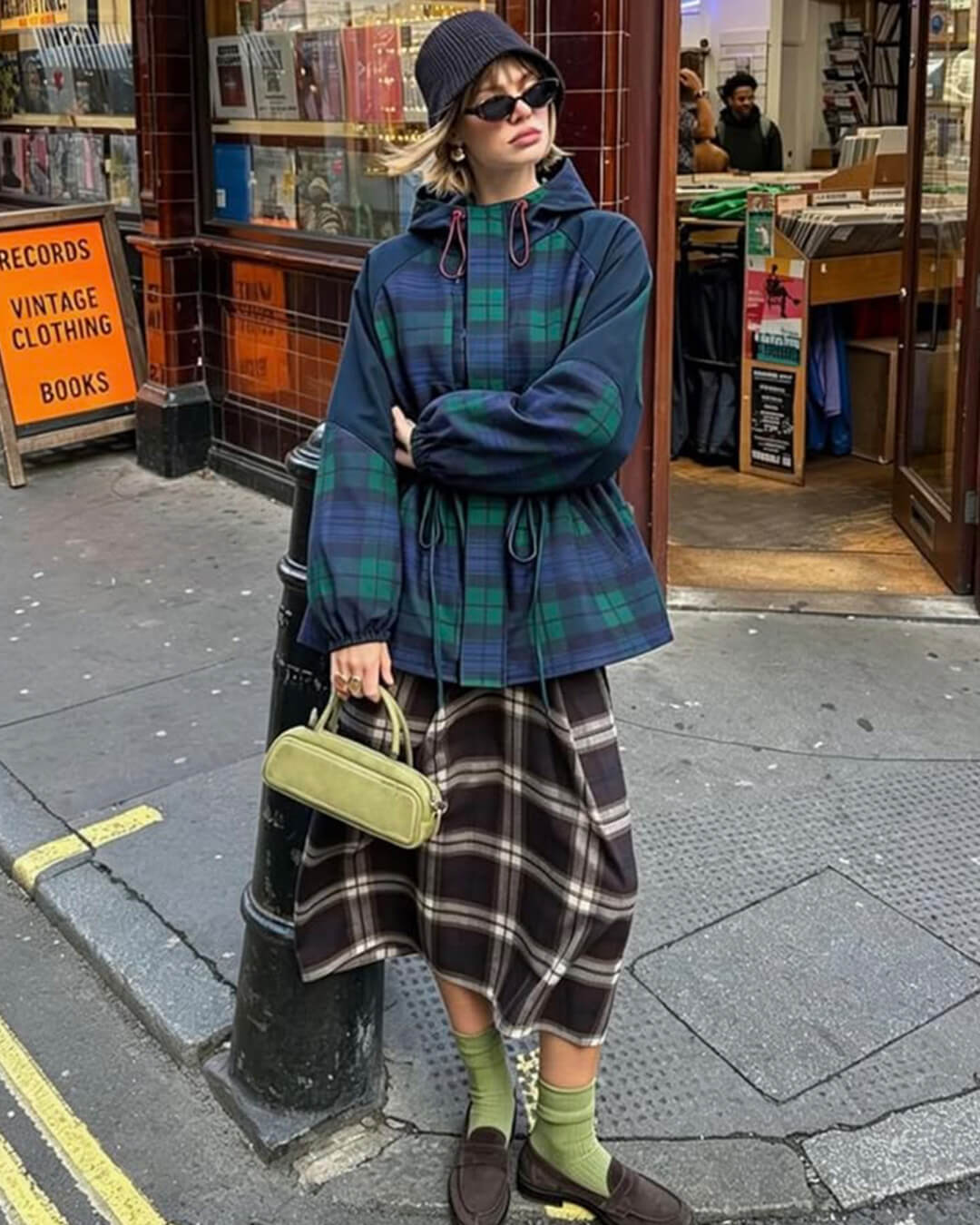 Emma Oversized Plaid Lace-Up Jacket