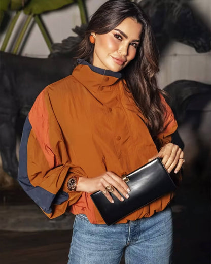 Nerea Oversized Colorblock Cropped Jacket