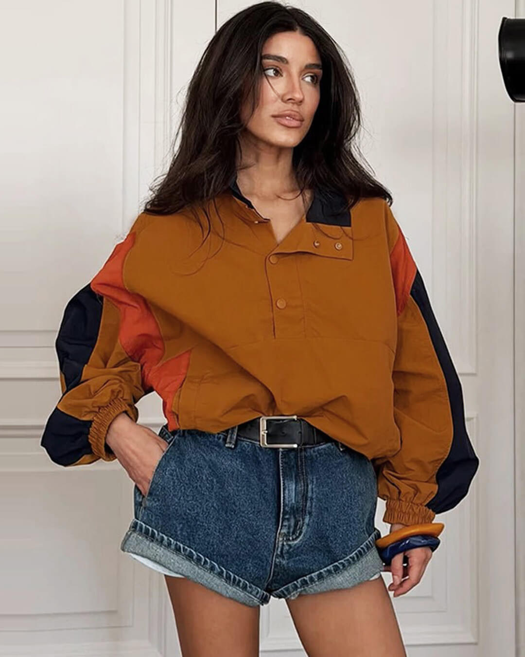 Nerea Oversized Colorblock Cropped Jacket