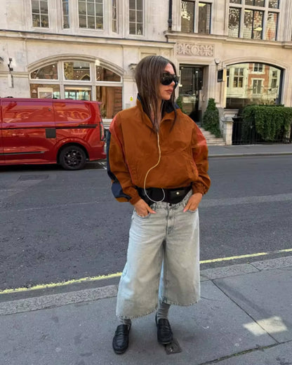 Nerea Oversized Colorblock Cropped Jacket
