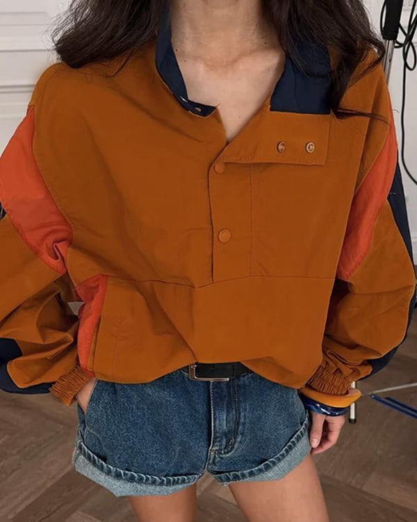 Nerea Oversized Colorblock Cropped Jacket